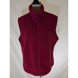 Lands End Women's Fleece Vest Sz Large 14-16 Pink Fuschia Thick Fleece Pockets